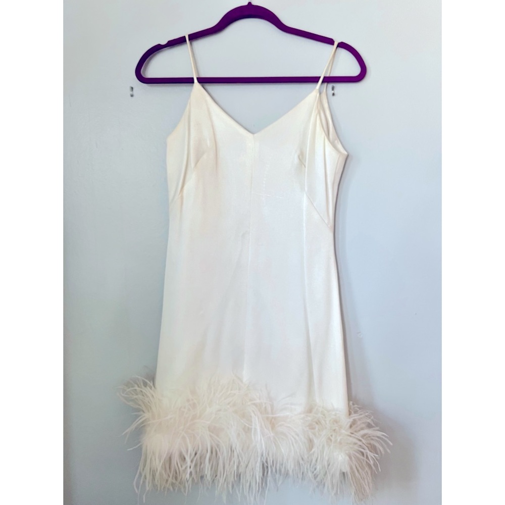 Vintage Satin and Ostrich Feather Bridal Party Dress